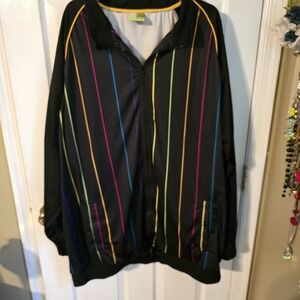 Baby Bluez Track Jacket Full‎ Zip Rainbow Stripe Pockets Black 5XL